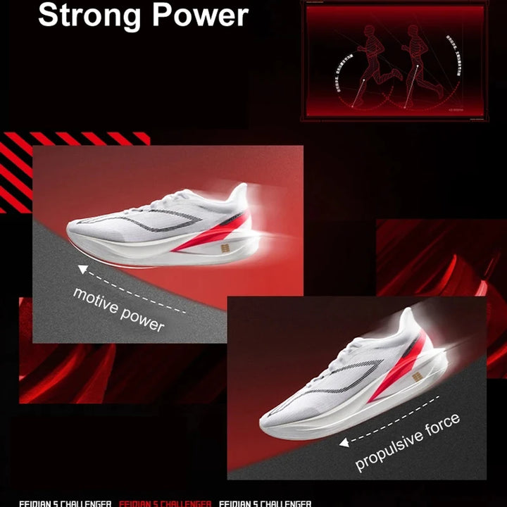 Li-Ning Men FEIDIAN 5 CHALLENGER Racing Running Shoes SUPER BOOM Cushion CARBON-FIBER PLATE Anti-Slippery Sport Sneakers ARMV001