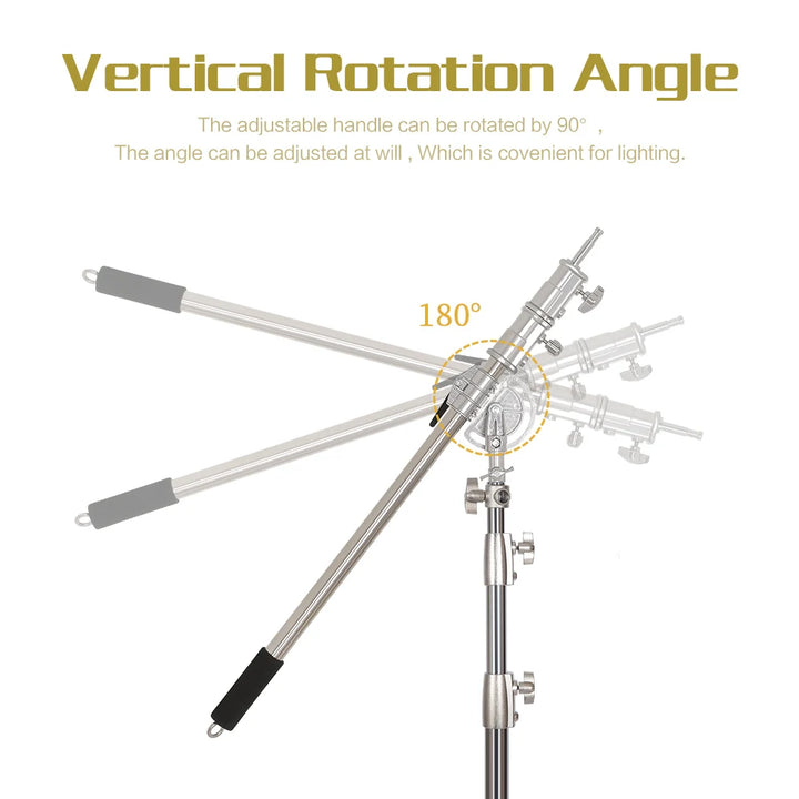 SH Stainless Steel Adjustable Cross Arm 106-249cm Photo Studio Telescopic Boom Arm Top Light For Pro Studio Flash Strobe