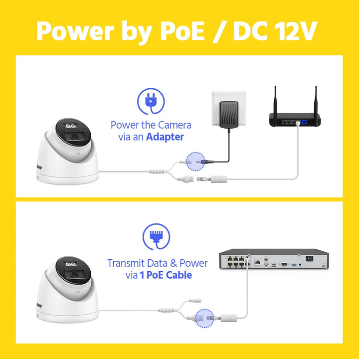 ANNKE 1PC Ultra HD 8MP POE Camera 4K Outdoor Indoor Weatherproof Security Network Dome EXIR Night Vision Email Alert CCTV Camera