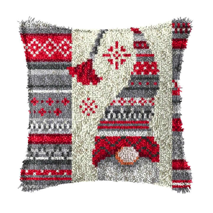 Christmas Vintage Classic Latch Hook Set Embroideried Latch Hook Kits Flower Latch Hook Pillow Button Pad Package Handmade Cross