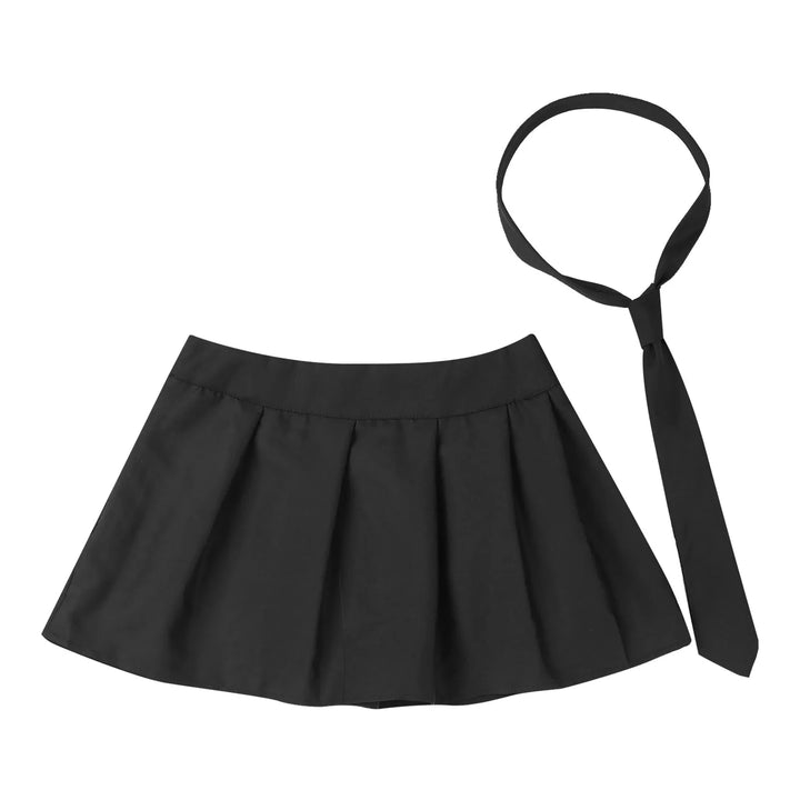 High Waist Plaid Pleated Skirt With Necktie Sexy Club Outfits for Women Summer Party Harajuku E Girl Preppy A-line Mini Skirts