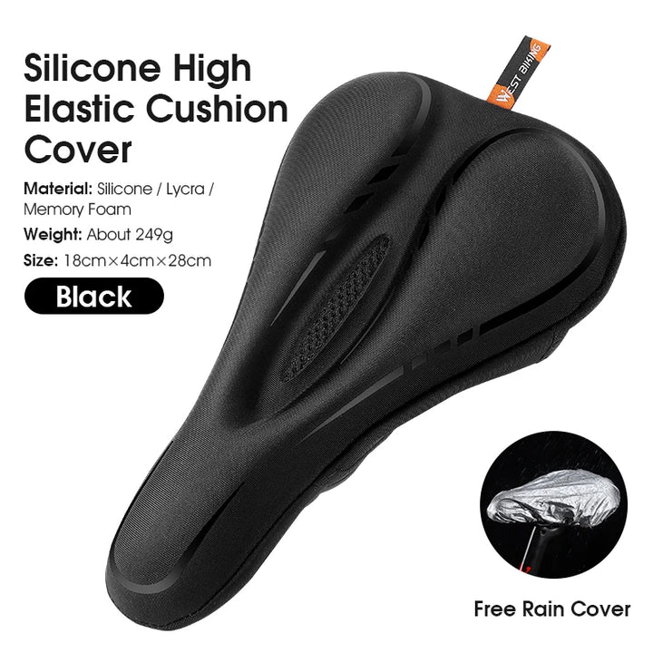 WEST BIKING Bicycle Saddle Cover Silicone Shockproof Bike Cushion Cover Breathable Rebound Bike Seat Cover Cycling Accessories