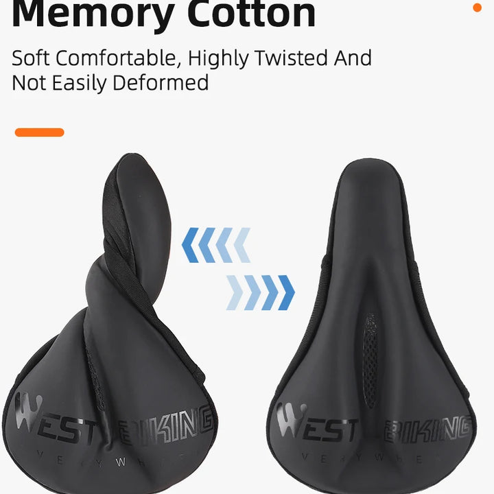 WEST BIKING Comfortable Bicycle Saddle Cover Breathable Rebound Silicone Foam Bike Seat Cover With Rain Cover Bike Accessories