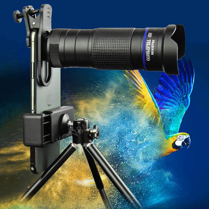 Telephoto Zoom Macro Fisheye 4-in-1 Wide-angle Lens Kit Phone Camera Lens 36X Phone Telephoto IPhone Samsung Xiaomi Huawei
