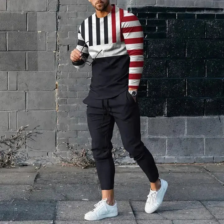 Men's Long Sleeve T-shirts and Pants Two Piece Guitar 3D Printed Men's Sets Casual Suit nike tech fleece