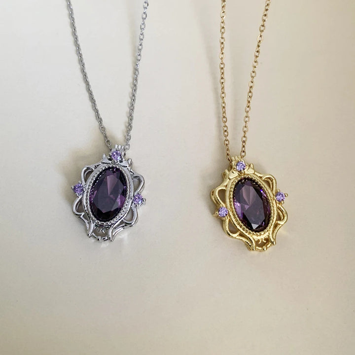 Rapunzel Necklace For Women Girls Fashion Wedding Party Jewelry Accessories Purple Lilac Zirconia Princess Necklace Gift For Her