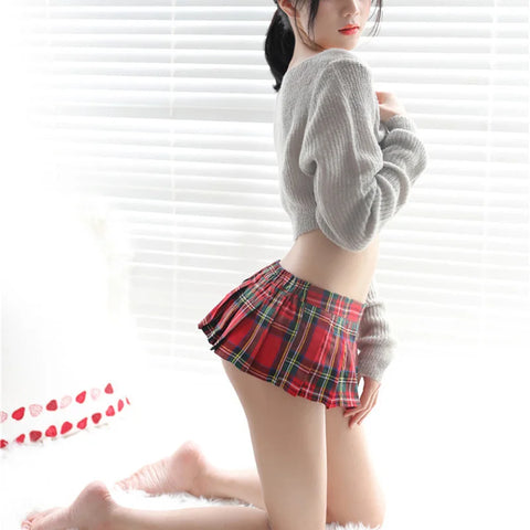 Hot Japanese Style Women Clubwear Sexy Mini Skirt Ultrashort Jk Skirts Plaid Cosplay Skirt Porn Summer Schoolgirl Pleated Skirts
