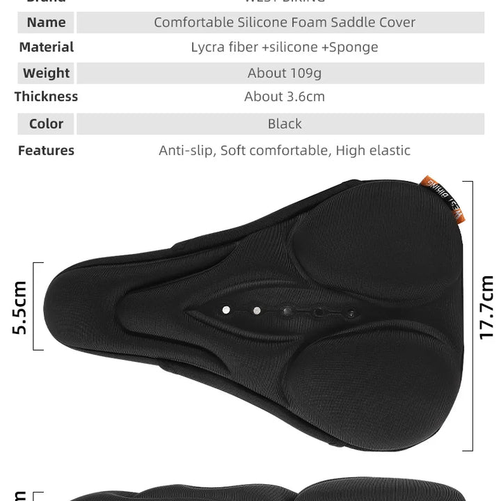 WEST BIKING Comfortable Bicycle Saddle Cover Breathable Rebound Silicone Foam Bike Seat Cover With Rain Cover Bike Accessories