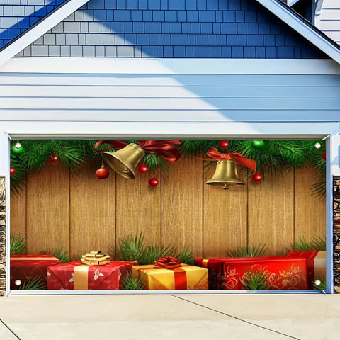 Christmas Pattern Garage Door Banner Decoration - Christmas Garage Door decoration, Single garage, Garage Door banner cover