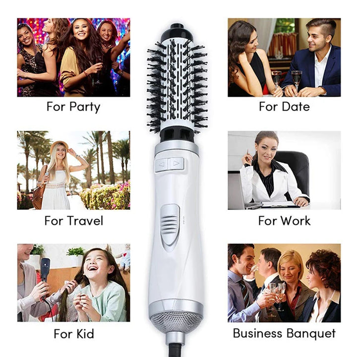 Negative Ionic Blow Hair Dryer Hot Air Brush Hair Straightening Comb Curling Iron Multifunctional 3-In-1 Automatic Hot Air Comb