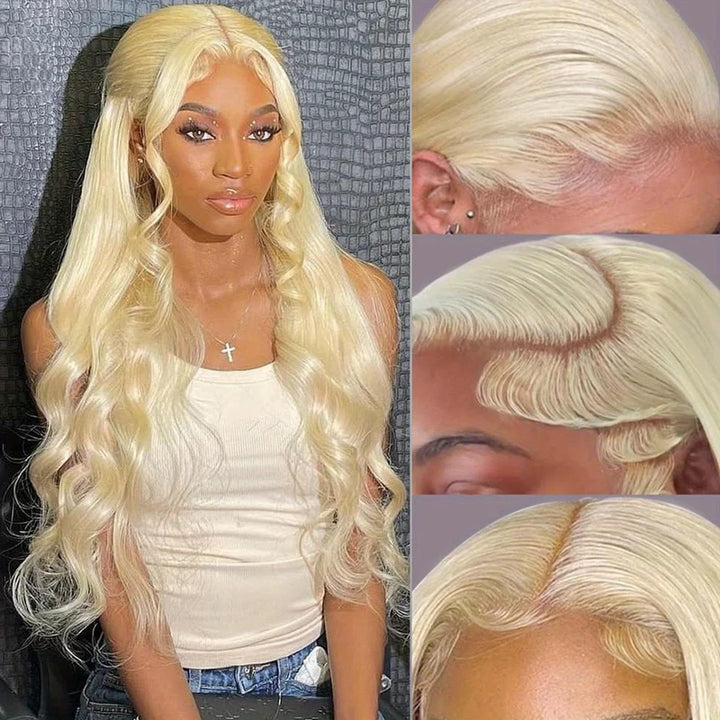 13x4 613 Curly Blonde Front Human Hair Body wave HD Transparent 13x5 Lace Frontal Wig Brazilian Hair 200 Density For Black Women