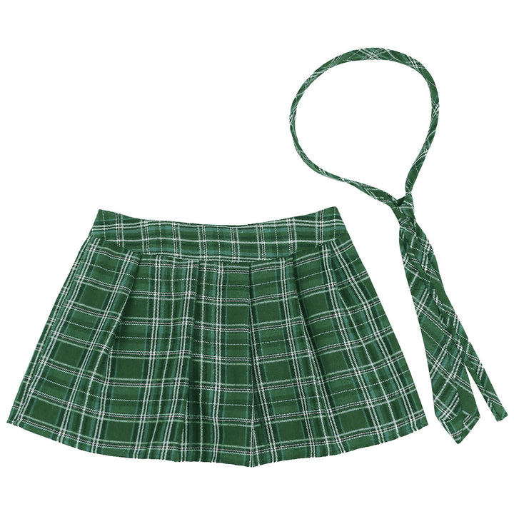 High Waist Plaid Pleated Skirt With Necktie Sexy Club Outfits for Women Summer Party Harajuku E Girl Preppy A-line Mini Skirts