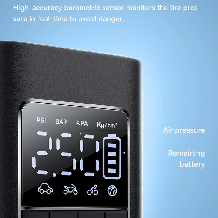 Baseus Wireless Air Pump Portable Air Compressor Smart Digital Electric Car Air Pump for Car Motorcycle Bicycle Inflator Pump