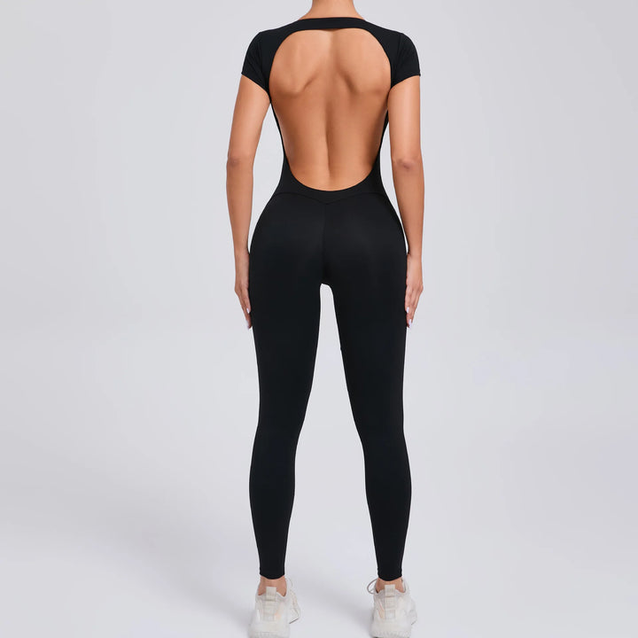Yoga Set Sexy Backless One-piece Suit Female Rompers Quick Dry Yoga Clothing Workout Bodysuits Flared Sports Jumpsuit Women