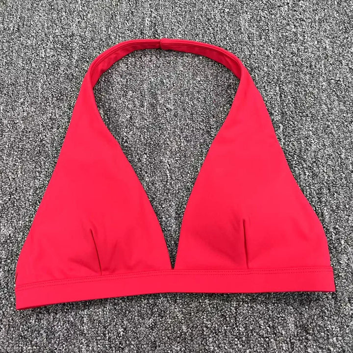 Sexy V-neck Sport Bra Women Underwear Sportswear Halter Backless Top for Fitness Yoga Wear Female Gym Active Bra with Cups White