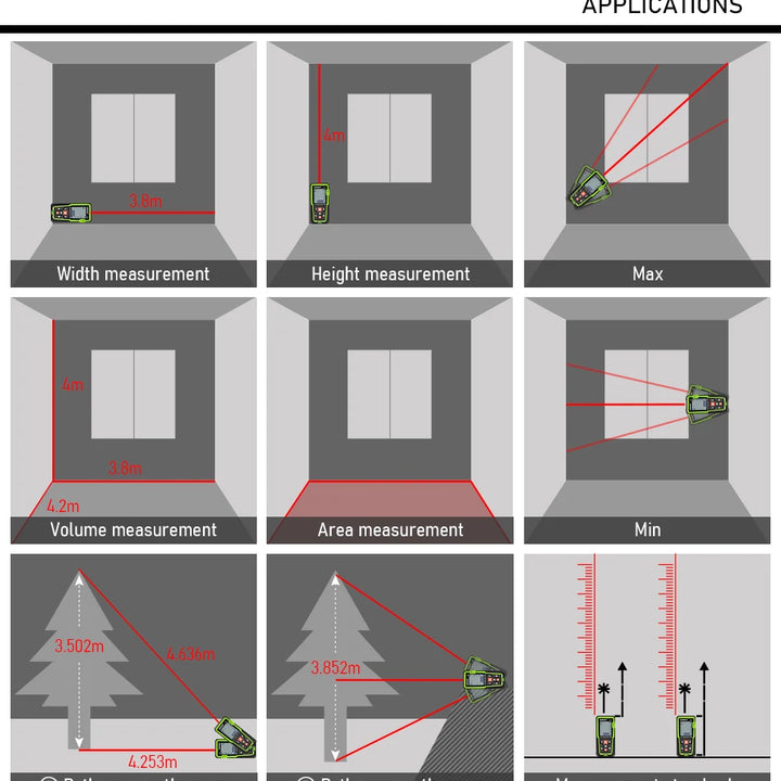 Zokoun shockproof 50/70/100m laser distance meter electronic ruler laser tape Area Volume Pythagorean digital rangefinder
