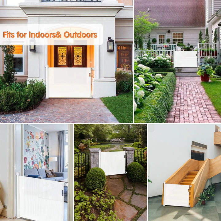 Retractable Pet Dog Mesh Fence Baby Safety Gate 34 inch Tall Extends to 61 inch Wide Indoor Outdoor Baby Gate Safety Barrier