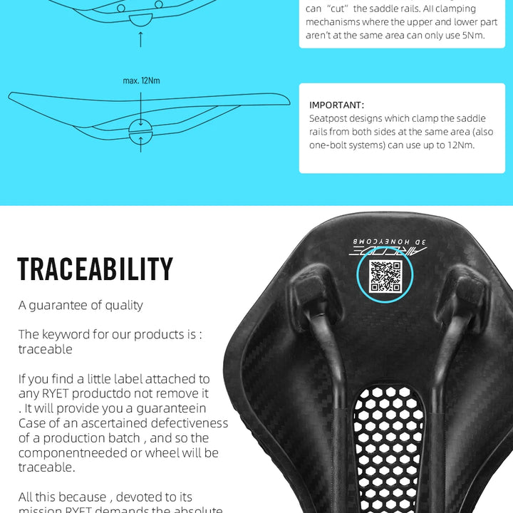 2024 RYET 3D Printed Saddle Ultralight Hollow Comfortable Full Carbon MTB Road Racing Bike Cycling Seat Bicycle Cushion Parts