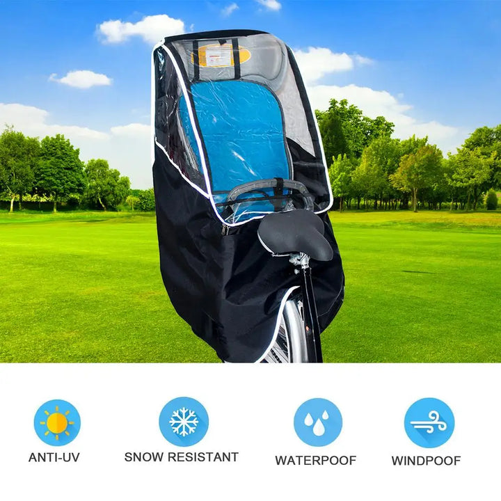 Bike Rear Child Seat Rain Cover Rain And Wind Cover For Bike Child Seat Windproof & Breathable With Transparent Window