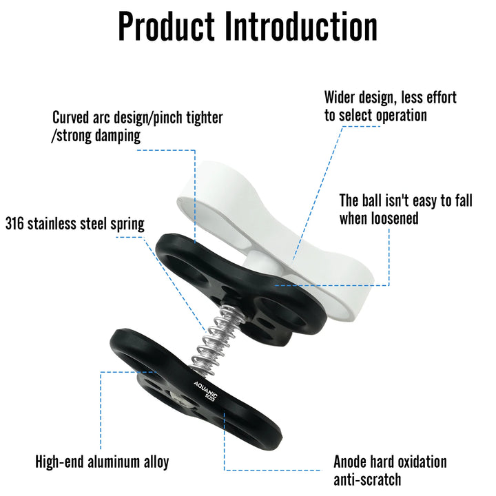 NiteScuba 2 Two Holes Clip Clamp Tripod Butterfly For Ball Head Mount Light Arm Bracket Connector Mount Adapter for Gopro Camera