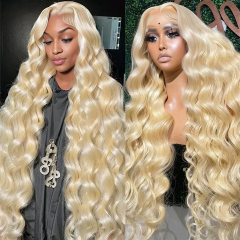 30 Inch 13x6 Lace Front Human Hair Wigs For Women 13x4 613  Honey Blonde Colored Wigs HD Transparent Body Wave Wigs