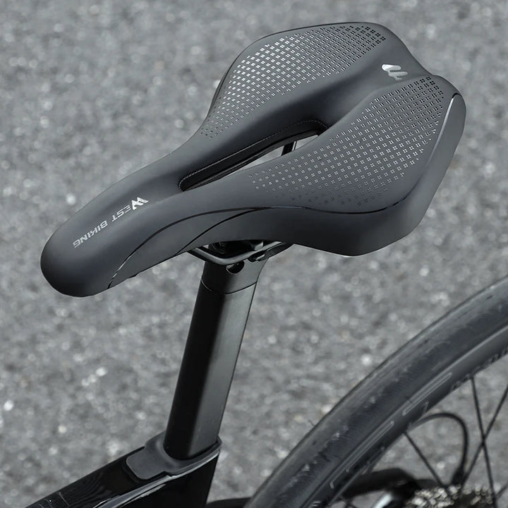 WEST BIKING Bicycle Saddle Comfortable Bike Seat Wear-resistant PU Leather Hollow Road Bicycle Parts Cycling Saddle Bike Cushion