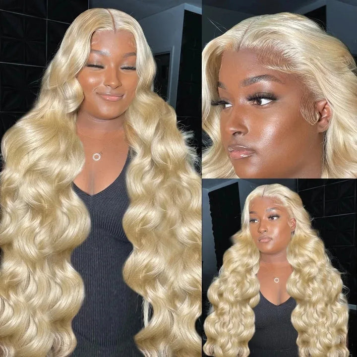 13x4 613 Curly Blonde Front Human Hair Body wave HD Transparent 13x5 Lace Frontal Wig Brazilian Hair 200 Density For Black Women