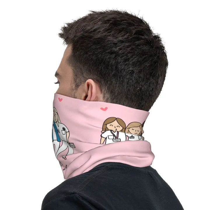 Custom Nursing Pattern Nurse Bandana Neck Gaiter for Ski Cycling Women Men Wrap Scarf Health Care Headband Warmer