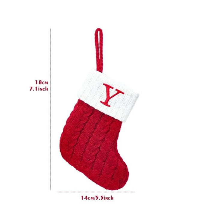 Xmas 2024 Decor Christmas Socks Knitting Snowflake Letter Stocking Christmas Tree Decoration Home 2025 New Year Ornament Gift