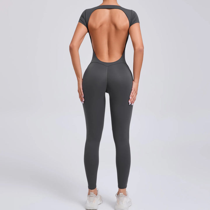 Yoga Set Sexy Backless One-piece Suit Female Rompers Quick Dry Yoga Clothing Workout Bodysuits Flared Sports Jumpsuit Women