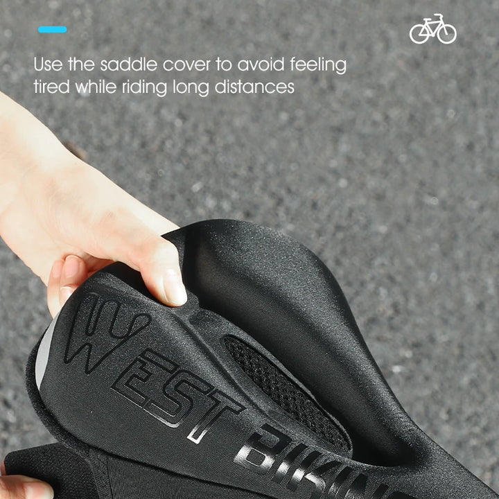 WEST BIKING Comfortable Bicycle Saddle Cover Breathable Rebound Silicone Foam Bike Seat Cover With Rain Cover Bike Accessories