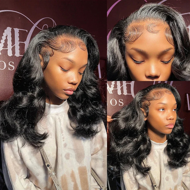 Body Wave Short Bob Wigs 4x6 Glueless Wig 200% Brazilian Water Wave Lace Frontal Human Hair Wigs Closure Wig For Women