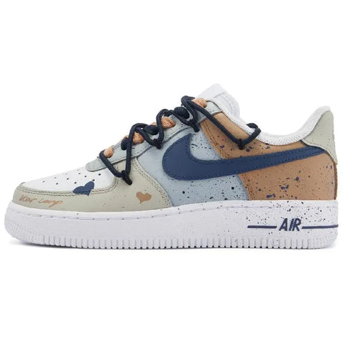 【Customize】Nike Air Force 1 Skateboarding Shoes Men Low-top Khaki/Blue Sneakers shoes CW2288-111