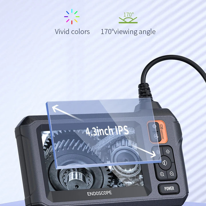 Industrial Endoscope Camera 8mm HD1080P 4.3inch IPS Screen 1080P Pipe Inspection Camera for Car Repair IP67 Waterproof 8 LEDS