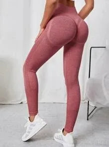 Women Seamless Solid Leggings Knit Slim Leggings High Waist Hip Liftting Fashion Elastic Fitness Yoga Tights Gym Workout Pants