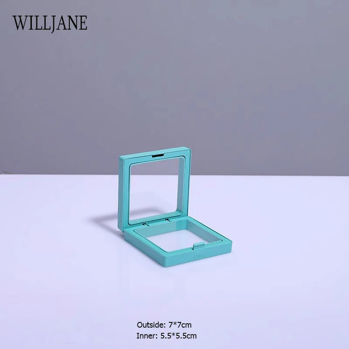 Transparent PE Film Jewelry Storage Box Color 3D Floating Display Frame Coin Dustproof Exhibition Ring Earrings Organizer Case