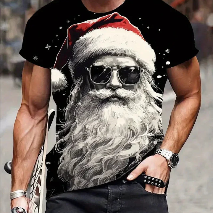 Men's T Shirt Santa Claus Graphic Print Pullover Summer Casual Short Sleeve Tee Fashion Funny T-Shirts Male Oversized Clothing