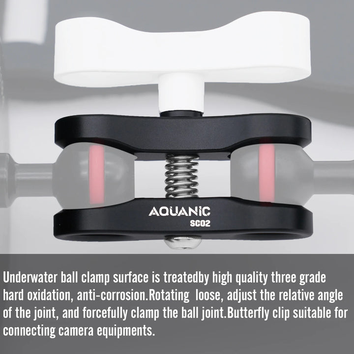 NiteScuba 2 Two Holes Clip Clamp Tripod Butterfly For Ball Head Mount Light Arm Bracket Connector Mount Adapter for Gopro Camera