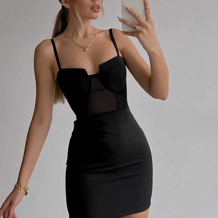 Summer Sexy low-cut slim bag hip Mini Dress Women Sleeveless  Streetwear Folds Bodycon  Dress Party Elegant A-LINE Dresses