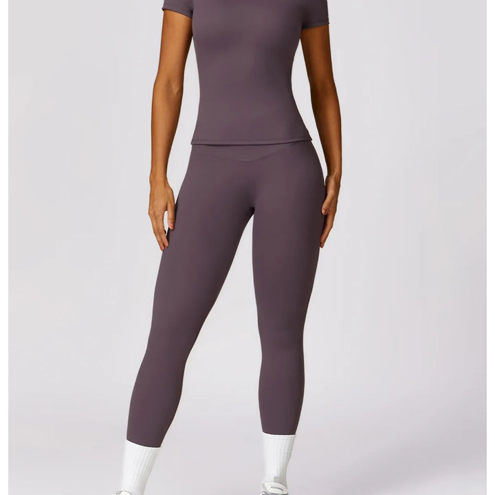 NCLAGEN Women Running Sports T Shirt Summer Short Sleeve Round Neck Breathable Stretchy GYM Yoga Slim Fitness Active Top Tee
