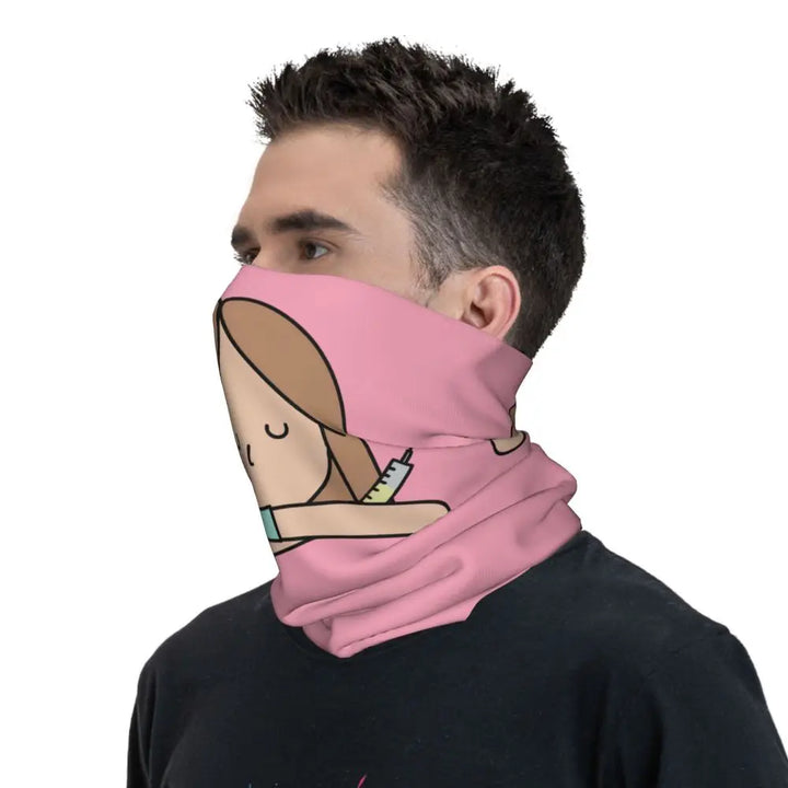 Custom Nursing Pattern Nurse Bandana Neck Gaiter for Ski Cycling Women Men Wrap Scarf Health Care Headband Warmer