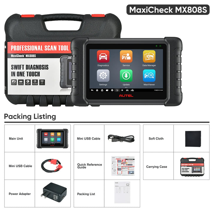 2024 Autel MaxiCheck MX808S OBD2 Scanner Bi-directional Control Scan Tool, 28+ Services, All System Diagnostic Same as MK808S