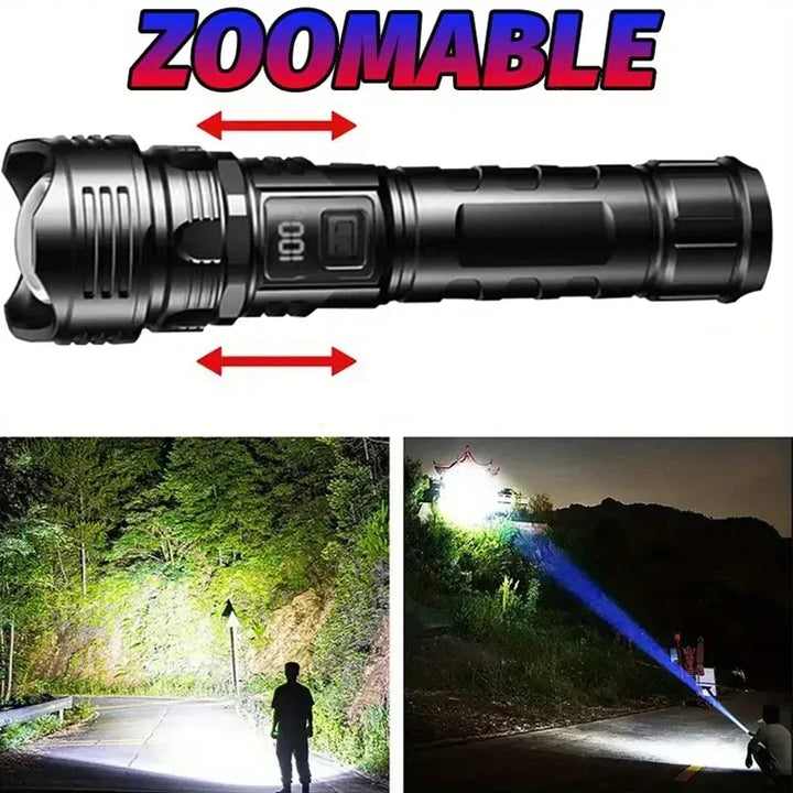 Powerful Led Flashlight Super Bright Tactical Torch Light Emergency Spotlights Telescopic Zoom Lantern Built-in Batte 18650ry