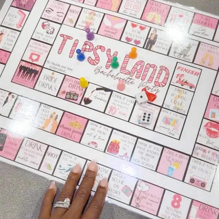 Tipsy Land Drinking Games Board Birthday Bachelorette Party Night Drinking Games Tipsy Land Funny Trendy Drinking Games Boards