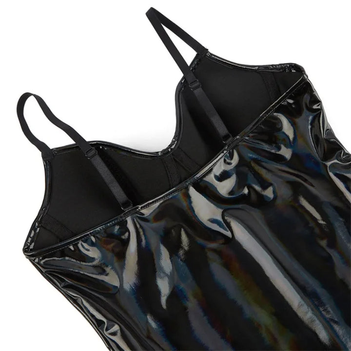PU Leather Bodysuits Shapewear for Women Body Shaper Seamless Tummy Control No Pad Bra Push Up Corset Tank Top Underwear