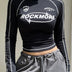 Black Sexy Women's Tees Autumn Fashion New Streetwear Bodycon Casual Basic T-shirt Female Long Sleeves Print O-Neck Y2K Crop Top