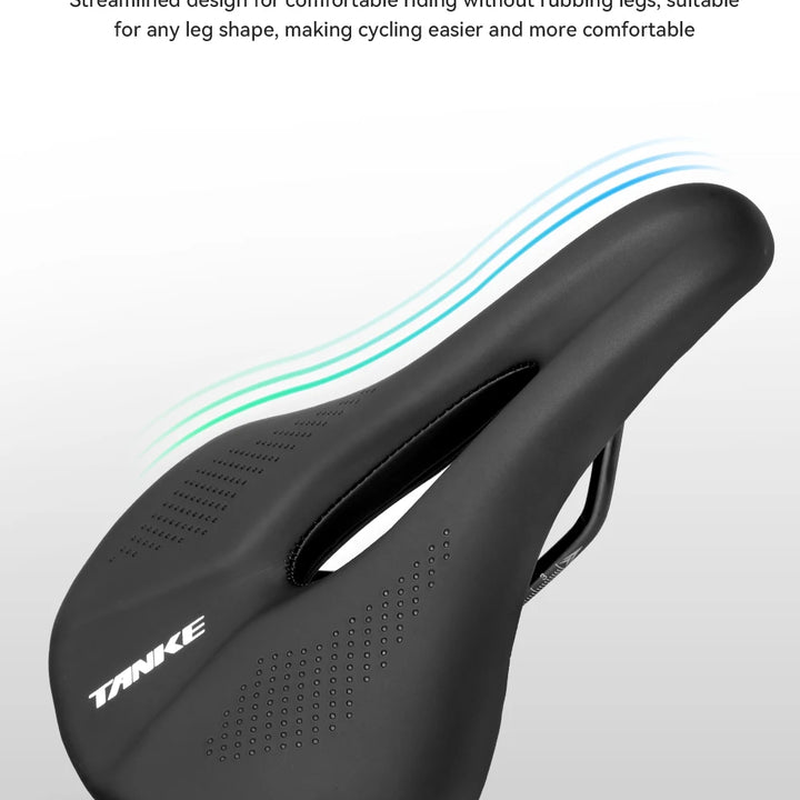 TANKE Hollow Breathable Bicycle Saddle Men Women MTB Road Bike Saddle Shock Absorbing Comfortable Big Butt Bike Seat Safety-PU