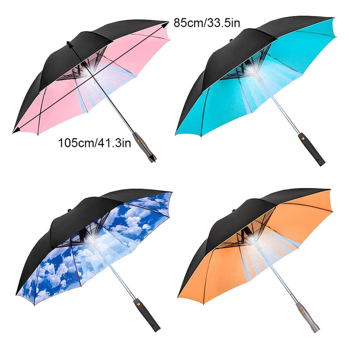 Upscale USB Chargeable Foldable Umbrella with Fan Beach Parasol Creative Portable UV Umbrella Folding Beach Umbrella Outdoor