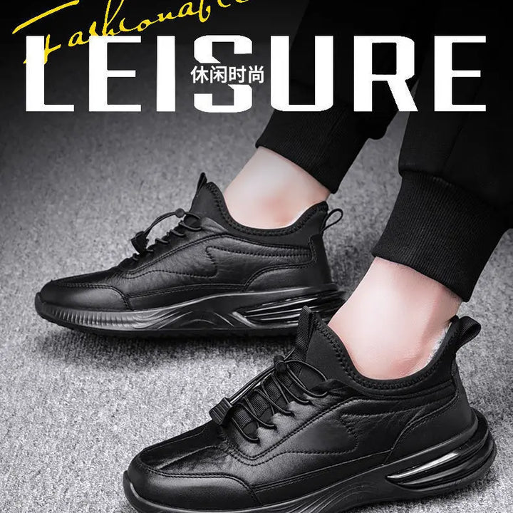 Flat Men’s Warm Snow Boots Winter Fashion Men‘s Cotton Shoes Black Warm Casual Shoes for Men Casual Comfortable Plush Sneakers