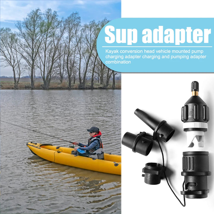 Air Valve Adaptor Kit For SUP Board Inflatable Pump Adapter Paddle Boat Kayak Air Valve Pump Connector Combo Kit Black / Orange